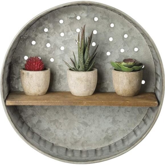Rustic-Inspired Wall Shelf, Metal and Wood